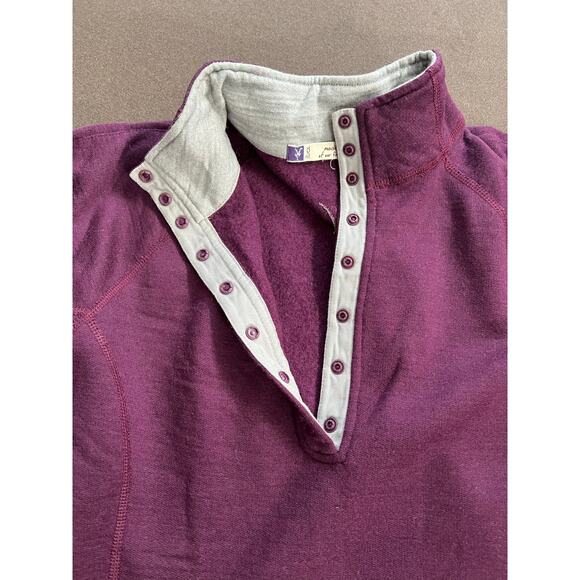 Ibex 100% Merino Wool Women's Snap Button Fleece Purple Size Small-Medium*(Read) - Picture 3 of 11